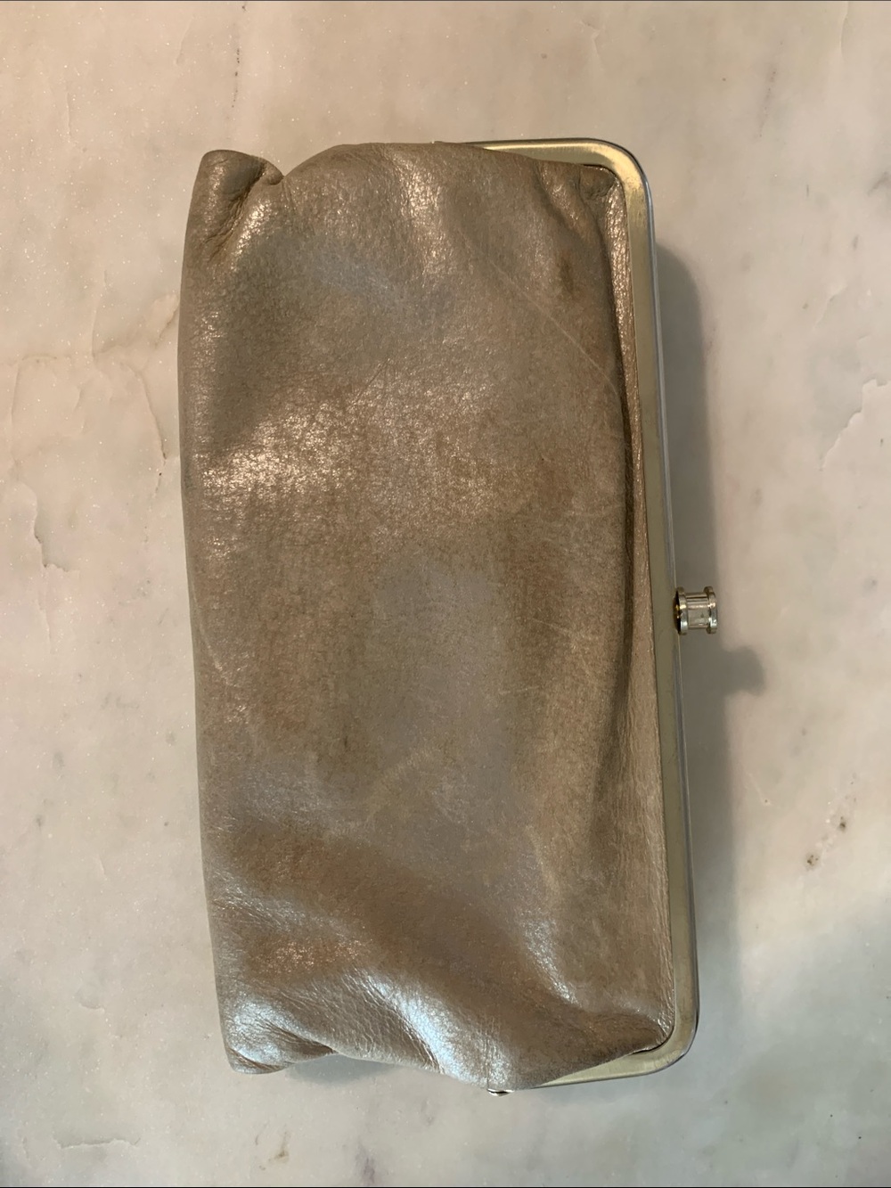 HOBO Gold Metallic Taupe Frame Clutch